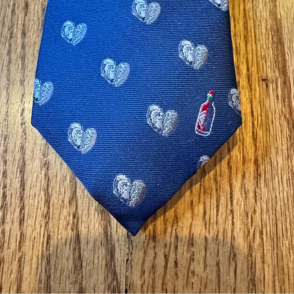 Southern Proper Navy Blue Oyster Tie with a Hot Sauce - 100% Silk 🦪🦪🦪